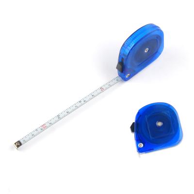 China 10FT 3M Lightweight Steel Tape Measure With Blue Transparent Plastic Shell for sale