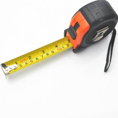 China Orange 25 Foot Measuring Tape 7.5 Meter With Shock Absorbent Solid Rubber Case for sale