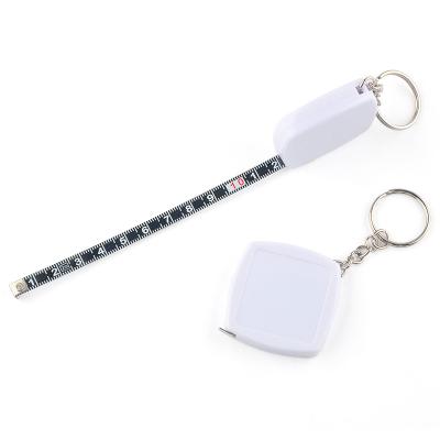 China 2m Mini Keyring Black Steel Gift Body Measuring Tape Handy Essential Tool  Promotional for sale