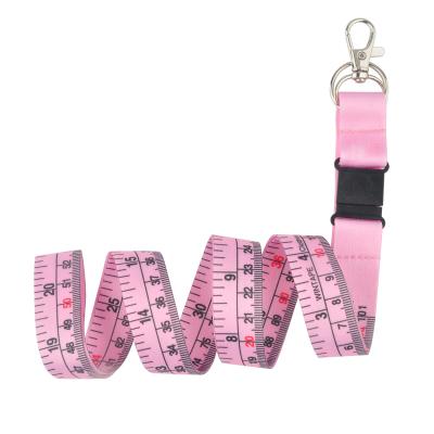 China Pink Soft Cloth Tape Measure Lanyard Easy To Carry Work ID Card Light Weight Precise Measurement Tool for sale