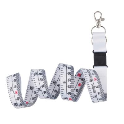 China White Textile Ribbon Sling Measuring Ruler Lanyard With Clear Measure Markings Never Leaving Behind for sale