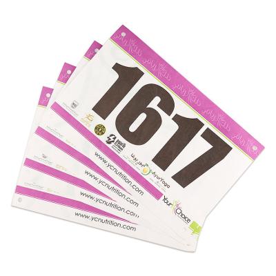 Chine Custom Waterproof And Tearproof Tyvek Paper Material Marathon Race Running Bib Number à vendre