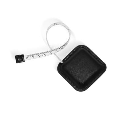 China Wintape Mini Black Wrapped Square Measuring Tape Flexible Fiberglass Measuring For Sewing Tape With Retractable System for sale