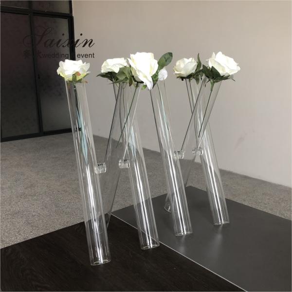 Quality Wedding Decoration Vase For Home Rose Flower 3 Pcs Clear Cylinder Glass 47cm for sale