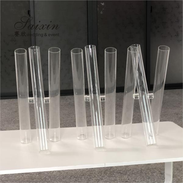 Quality Wedding Decoration Vase For Home Rose Flower 3 Pcs Clear Cylinder Glass 47cm for sale