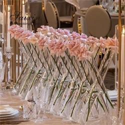 Quality Wedding Decoration Vase For Home Rose Flower 3 Pcs Clear Cylinder Glass 47cm for sale