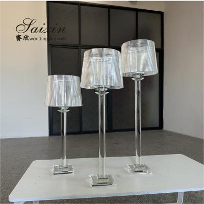 China Unique Candle Stand Wedding Table Decoration Clear Crystal Candle Holder for sale