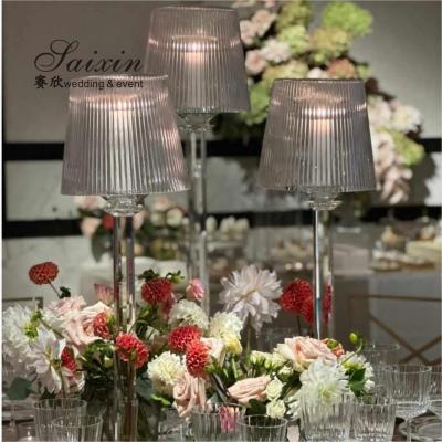 China Hot selling chic wedding decoration 3 pcs set clear lamp shade stand candle holder for event centerpiece for sale