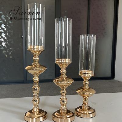 China Wholesale Wedding Gold Candle Holder Table Decoration Metal Candlestick Holder Stand for sale