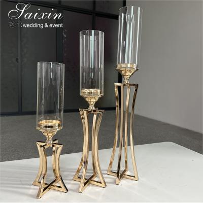 China Wedding Table Decoration Candlestick Gold Metal Wedding Candle Holder for sale