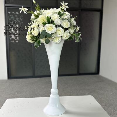 China Wedding White Flower Vase Decoration Glass Crystal Table Centerpiece Tall Stand 80cm 100cm for sale