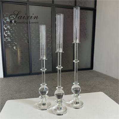 China High Quality Candle Holder 3 pcs Set Crystal Wedding Decor Supplies Tall Centerpiece Crystal Candle Holder for sale