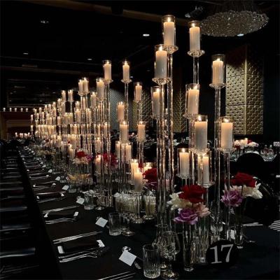 China 10 Arms Crystal Glass Candelabra Crystal Candle Stand 145CM for sale