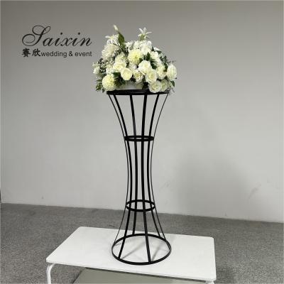 China Tall Black Metal Flower Stand Arrangement Wedding Centerpiece for sale