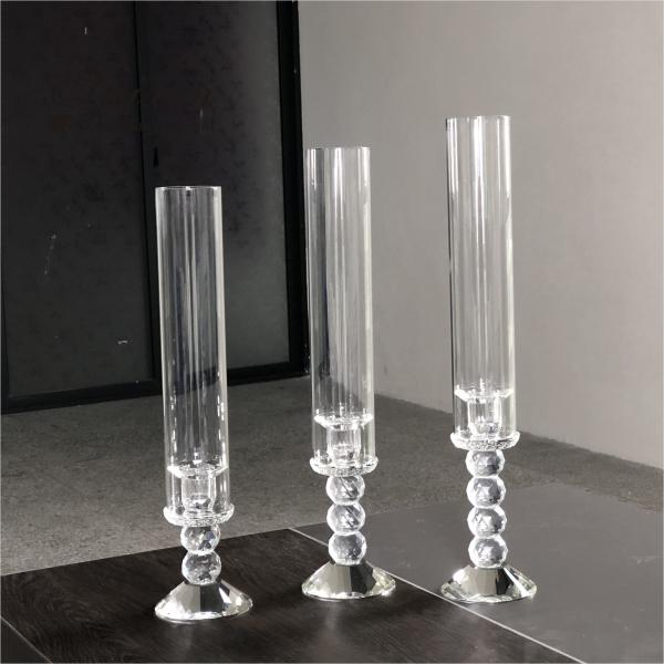 Quality Candelabra Wedding Candle Holders Clear Crystal Candle Holder Centerpieces 50cm for sale