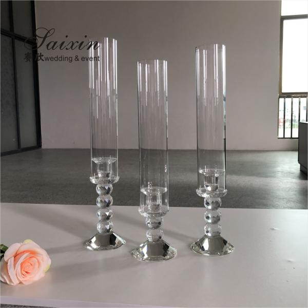 Quality Candelabra Wedding Candle Holders Clear Crystal Candle Holder Centerpieces 50cm for sale