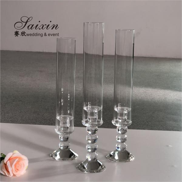 Quality Candelabra Wedding Candle Holders Clear Crystal Candle Holder Centerpieces 50cm for sale