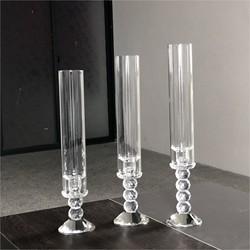 Quality Candelabra Wedding Candle Holders Clear Crystal Candle Holder Centerpieces 50cm for sale