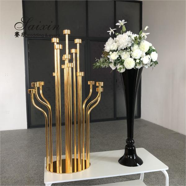 Quality 80cm-100cm Tall Black Glass Stemmed Glass Vase Hurricane For Wedding Table for sale
