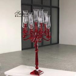 Quality Blue Crystal Candelabra 9 Arm Crystal Chandelier Candlesticks Table Decoration for sale