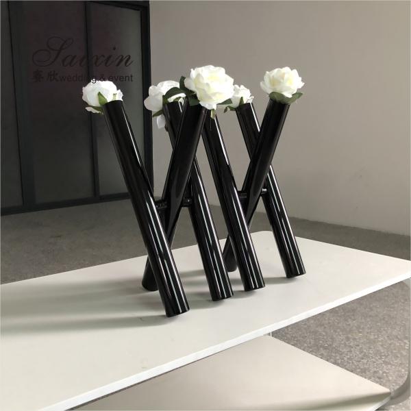 Quality Unique Decorative Vases Black Wedding Centerpieces 3 Glass Cylinder Flower Vase for sale
