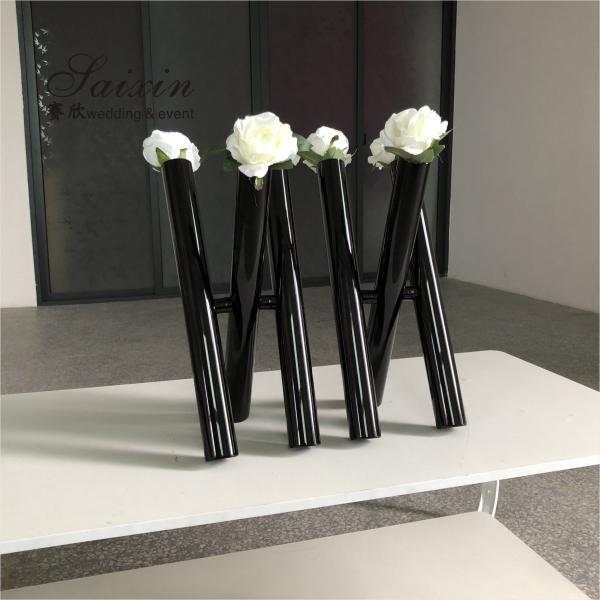 Quality Unique Decorative Vases Black Wedding Centerpieces 3 Glass Cylinder Flower Vase for sale