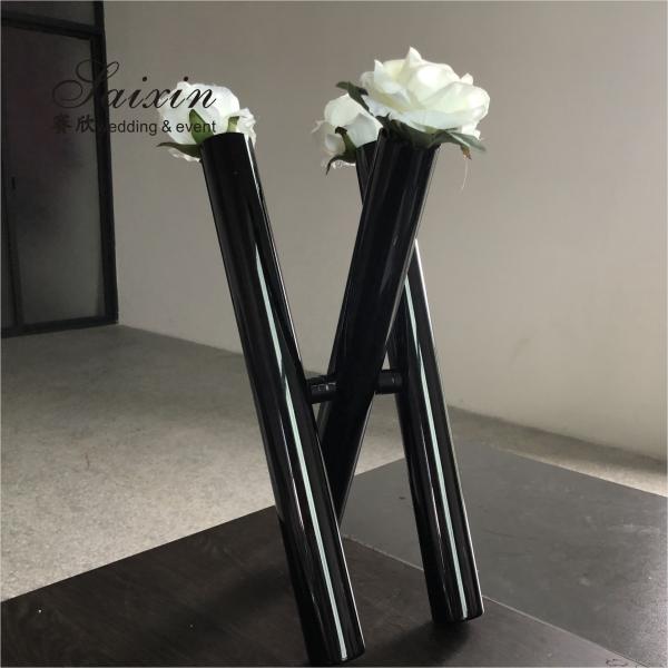 Quality Unique Decorative Vases Black Wedding Centerpieces 3 Glass Cylinder Flower Vase for sale