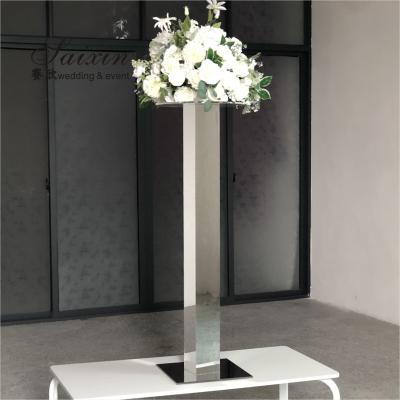 China ZT-564S Wholesale hot sale tall silver mirror pillar flower stands for wedding table decoration for sale