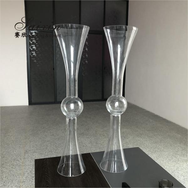 Quality Small Crystal Flower Vase Clear For Flowers Wedding Centerpieces 90CM for sale