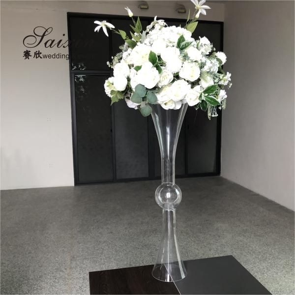 Quality Small Crystal Flower Vase Clear For Flowers Wedding Centerpieces 90CM for sale