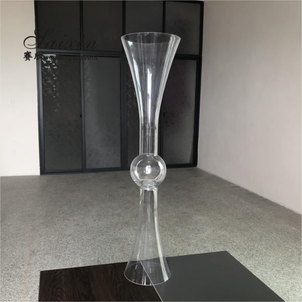 Quality Small Crystal Flower Vase Clear For Flowers Wedding Centerpieces 90CM for sale