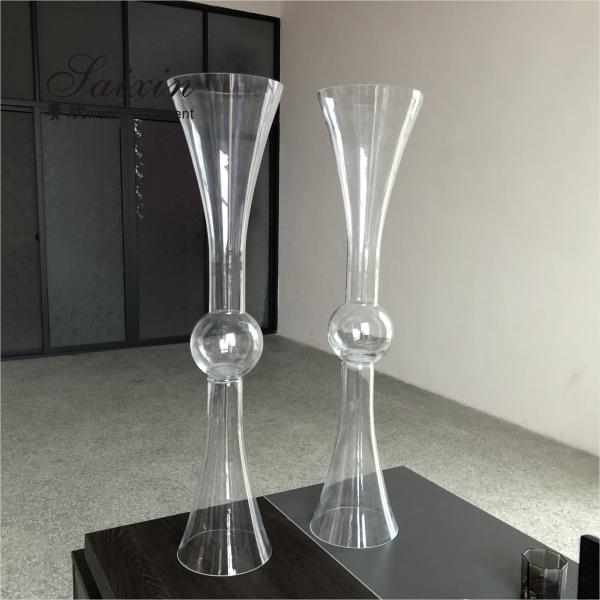 Quality Small Crystal Flower Vase Clear For Flowers Wedding Centerpieces 90CM for sale