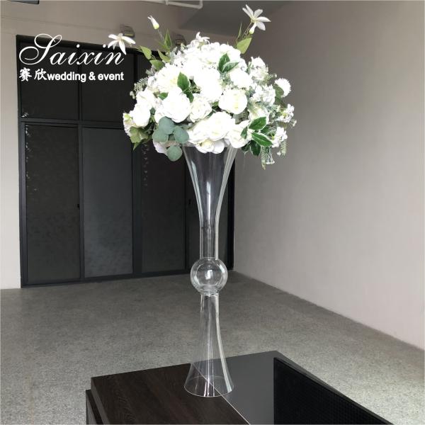 Quality Small Crystal Flower Vase Clear For Flowers Wedding Centerpieces 90CM for sale