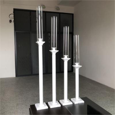 China 4 Pcs White Tall Candlestick Holders Crystal Wedding Decoration 70cm-100cm for sale