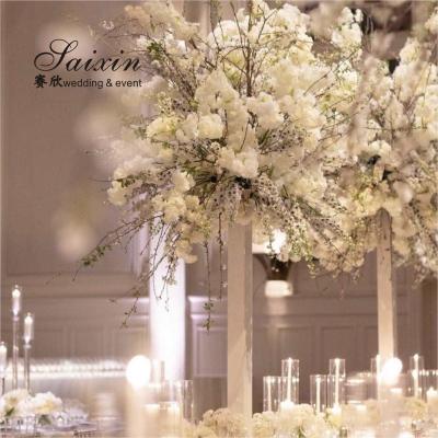 China ZT-564  Luxury high White Pillar tree stand acrylic flower arrangement stands wedding table decoration for sale