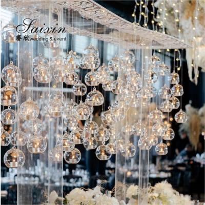 China Candelabra Crystal Candle Centerpiece Acrylic Laser Cut Rectangle Pedestal Candle Stands 150cmx240cm for sale