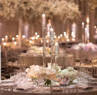 China Clear Glass Pillar Candle Holders Wedding Table Center Pieces 115CM for sale