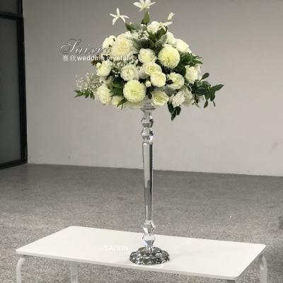 China Clear Cemetery Flower Stand Wedding Centerpiece Table Decoration 75CM for sale