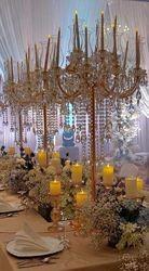 Quality 15 Arms Gold Tall Lead Crystal Candelabras Centerpieces Beaded For Wedding Table for sale