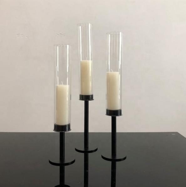 Quality Black Metal Taper Candle Holders Candlesticks Candelabra 3 Pcs Set 54cm for sale