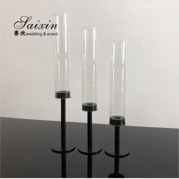 Quality Black Metal Taper Candle Holders Candlesticks Candelabra 3 Pcs Set 54cm for sale