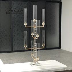 Quality Elegant Trendy 9 Arm Crystal Candelabra for Interior Decor custom tall tube for sale