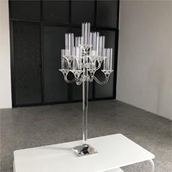 Quality 9 Branch Crystal Glass Candelabra Square Base Contemporary Crystal Candle for sale