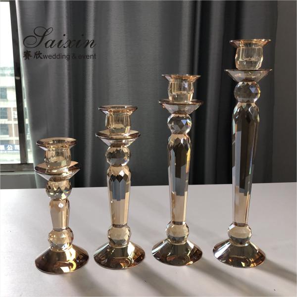 Quality Gold Crystal Candle Holder Set Candlestick A Set Of 4 Pieces Champagne 55cm for sale