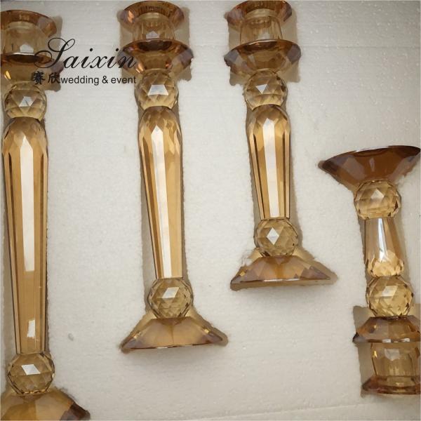 Quality Gold Crystal Candle Holder Set Candlestick A Set Of 4 Pieces Champagne 55cm for sale