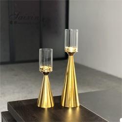 Quality Gold Crystal Candle Holder Set Candlestick A Set Of 4 Pieces Champagne 55cm for sale