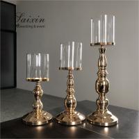 Quality Three Piece Golden Tall Metal Candle Holders Set Candlesticks Small 45CM for sale
