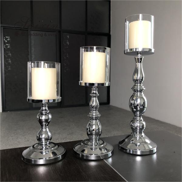 Quality Three Piece Golden Tall Metal Candle Holders Set Candlesticks Small 45CM for sale