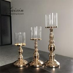 Quality Three Piece Golden Tall Metal Candle Holders Set Candlesticks Small 45CM for sale