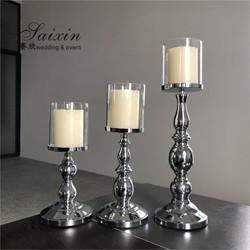 Quality Three Piece Golden Tall Metal Candle Holders Set Candlesticks Small 45CM for sale